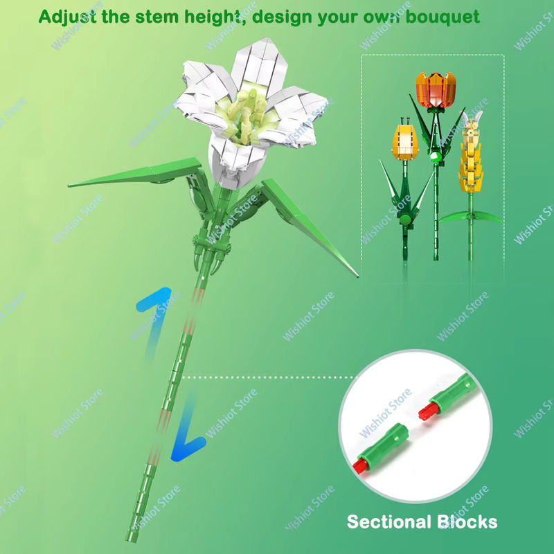 Wishiot Blumenbausteine Set Form König Blume Welt Serie Mehrfarbig DIY Spielzeug für Kinder aus Kunststoff - Bild 3