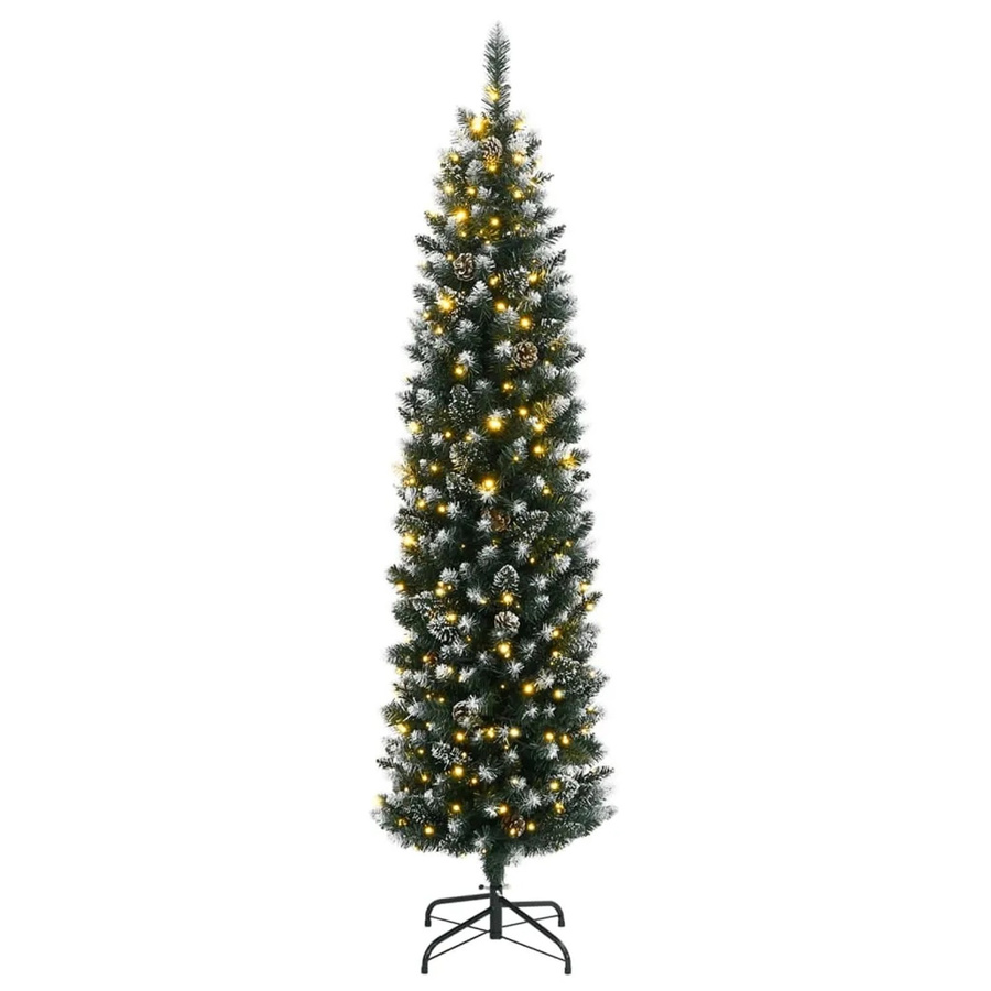 vidaXL Künstlicher Weihnachtsbaum Schlank mit 150 warmweißen LEDs, Farbe: Grün, Höhe: 120 cm - Bild 2