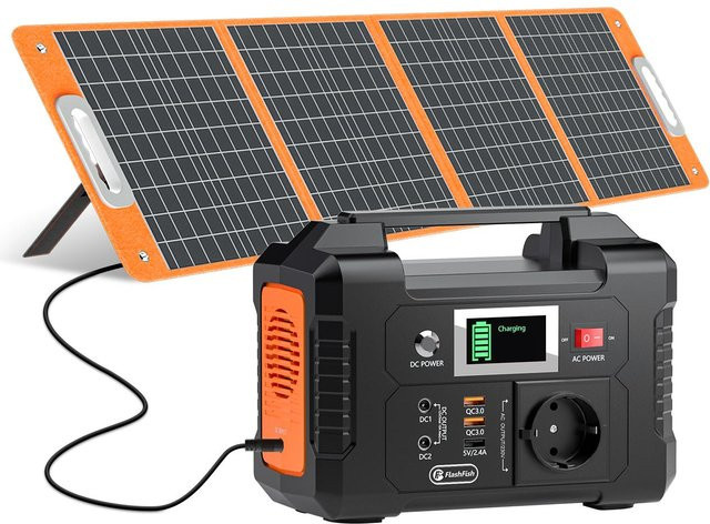Flashfish E200+TSP100 Tragbare Powerstation mit 200W Nennleistung und 151Wh Kapazität in Orange - Bild 1