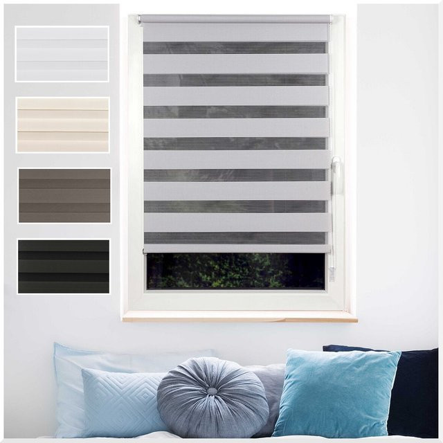 Ondeco Doppelrollo Just Klemmfix Seitenzugrollo blickdicht, Farbe: Grau, B: 120 cm, H: 160 cm - Bild 1