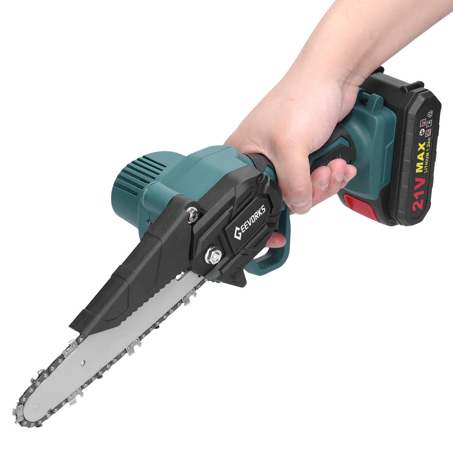 Aimo Akku-Astsäge 21V mit 6 Zoll Schiene und 2 wiederaufladbaren 1200mAh Akkus für Einhandbedienung - Bild 6