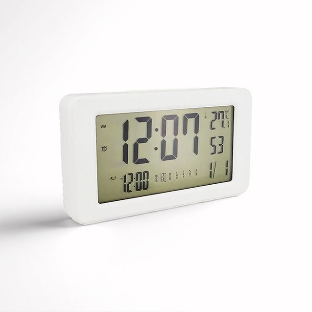LOVOCK Digitaler Wecker mit Temperatur, Kalender und Wochenanzeige als Desktop-Wanduhr für Schlafzimmer, Büro oder Badezimmer in Schwarz oder Weiß - Bild 1