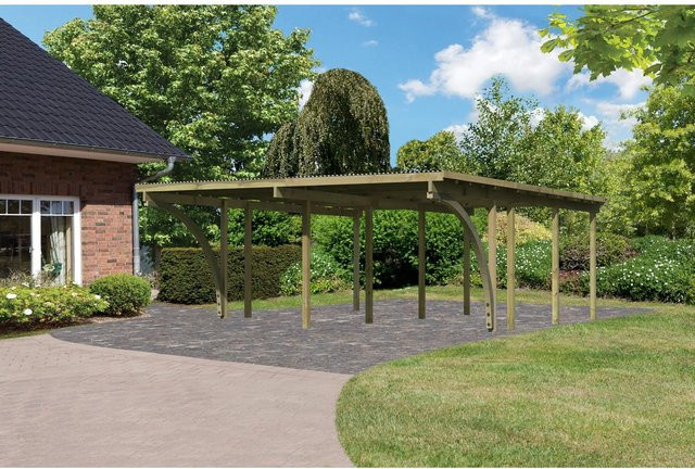 Karibu Doppelcarport Eco mit 2 Einfahrtsbögen B/T/H: 527 x 576 x 2 m - Bild 1