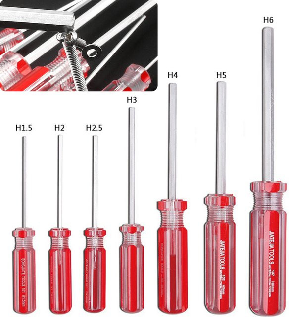 VIBRATITE Sechskant-Schraubendreher-Set mit Flachkopf und Magnet für Elektronik- und Spielzeugreparatur, Rot - Bild 1