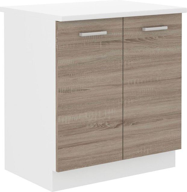Küchen Unterschrank Dave 240 mit Einlegeboden in Eiche Sonoma und Eiche Trüffel, Breite: 80 cm - Bild 1