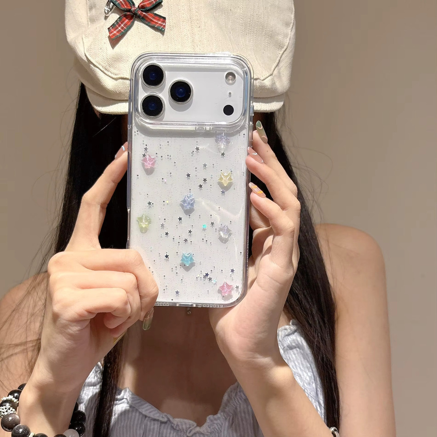 Candyguoguo Handyhülle mit Sternenhimmel und glitzernden Pailletten in Transparent für iPhone 17 16 15 14 13 12 11 Pro Max - Bild 2