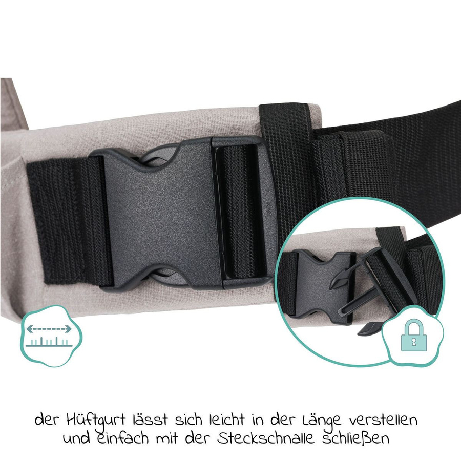 Fillikid Babytrage Natural Grau für Bauch-, Hüft- und Rückentrageposition von 3,5 bis 20 kg - Bild 4