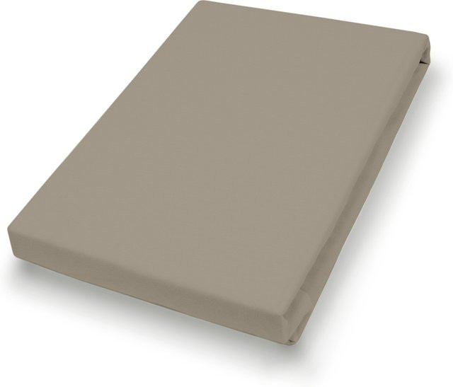 H.G. Hahn Spannbetttuch Uni-Satin aus Baumwolle in Beige - Bild 1