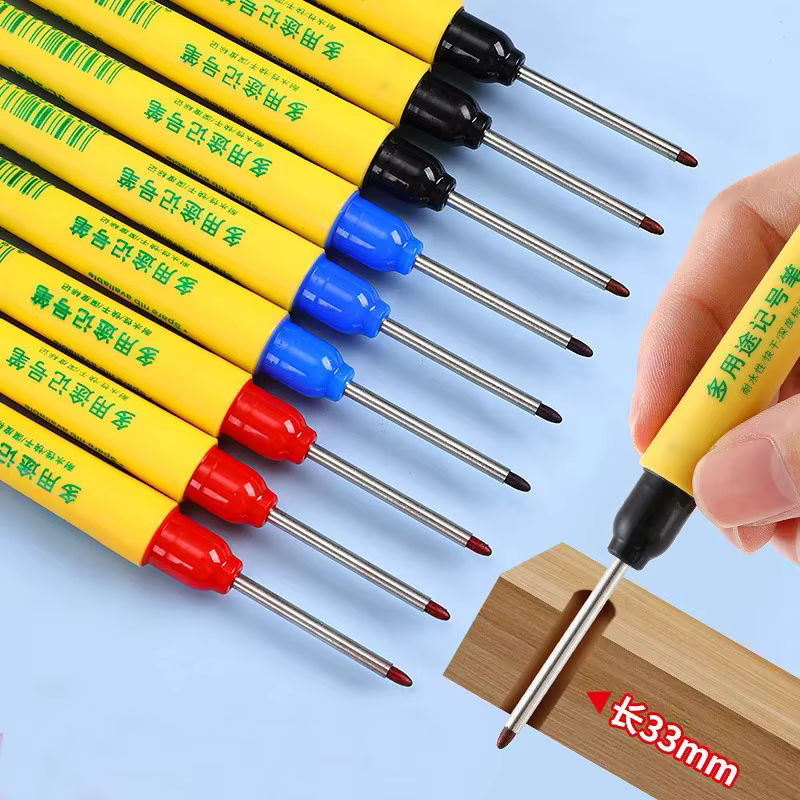 MROOFUL 6er Set Mehrzweck Kennstift mit langem Kopf für Holzbearbeitung und Dekoration, wasserfest, Farben: Rot, Blau, Schwarz - Bild 3