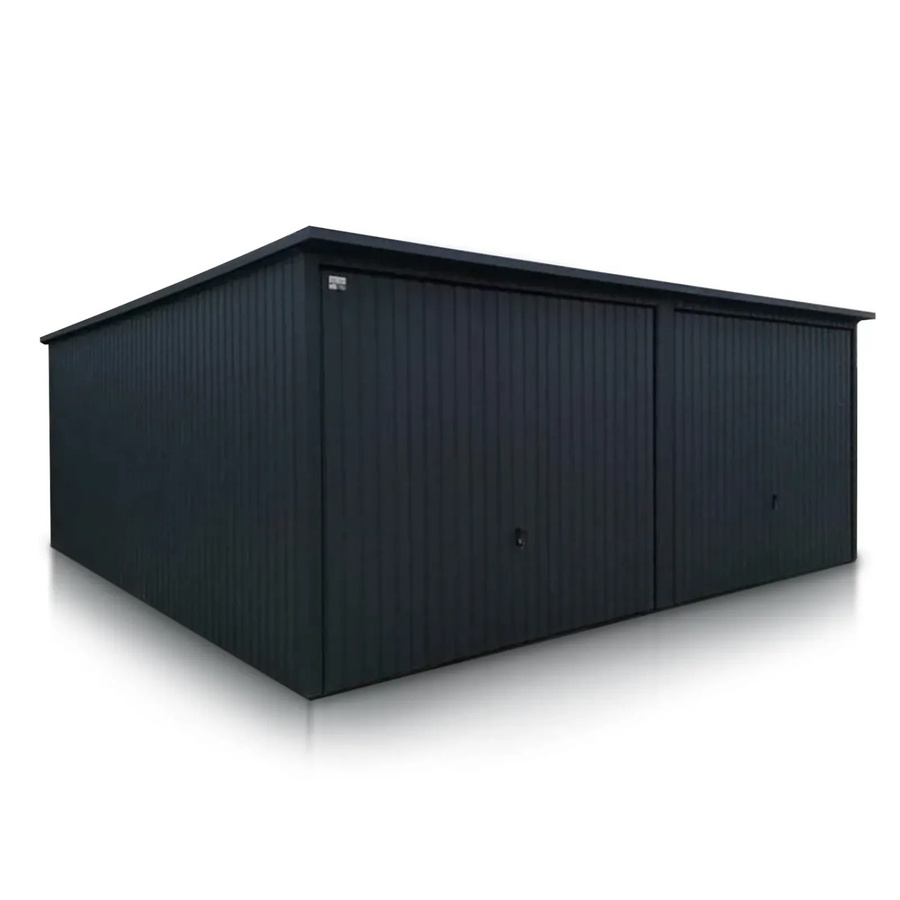 Liderstal Doppelgarage Premium aus Trapezprofilblech mit Pultdach und Schwingtor in Graphit, B/T/H: 600 x 500 cm - Bild 2