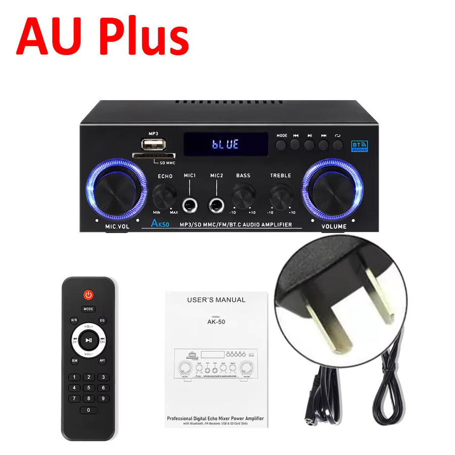 WOOPKER AK50 HiFi Digital Bluetooth Stereo Verstärker mit 2x 60W, FM, USB und AUX in Schwarz - Bild 5