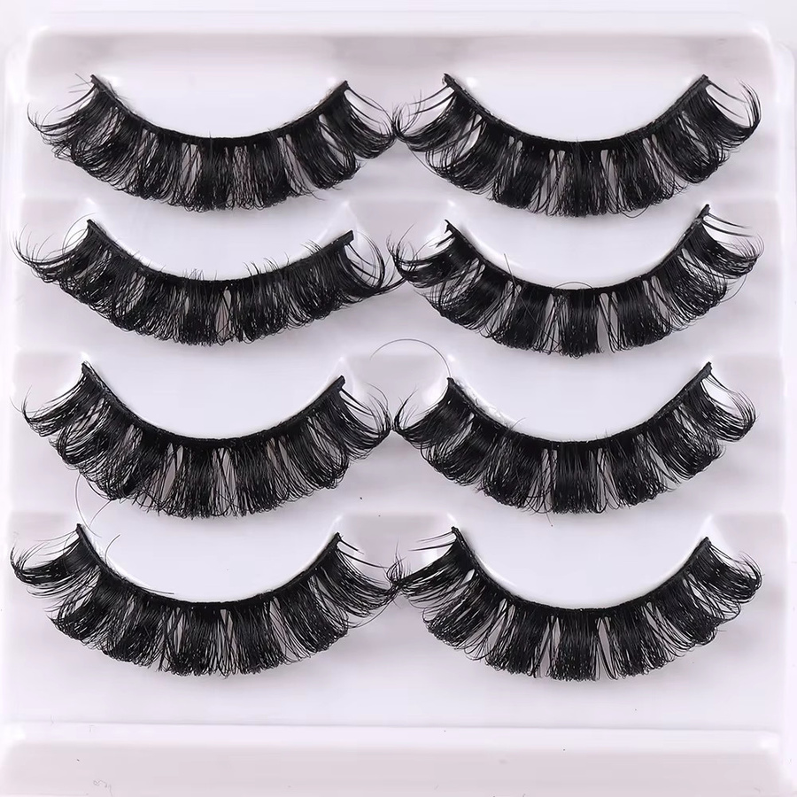 3D-Falsche Wimpern, russisches Volumen, Schwarz, 4 Paar, Unisex - Bild 4