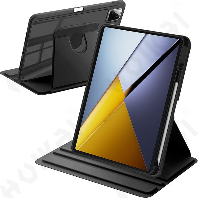 Drehbare Schutzhülle für Xiaomi Poco Pad X1 M1 Redmi Pad 2 Pro 2025 SE mit Stifthalterung und Standfunktion in Schwarz oder Grün - Bild 1