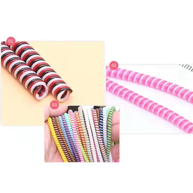 Multicolor TPU-Spiral-USB-Ladeschutz für iPhone, Samsung und Huawei, 1,4 m Kabelwickler und Schutzüberzug - Bild 4