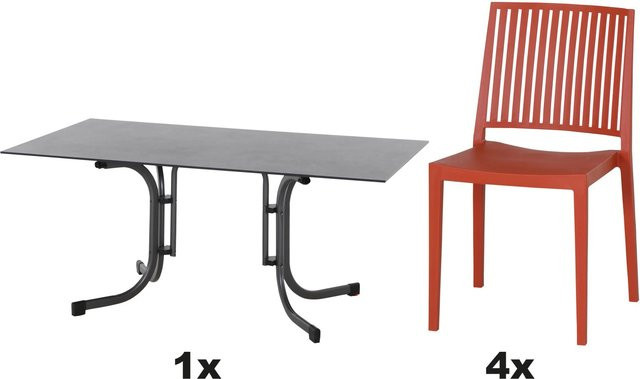 Siena Garden Gartenmöbel Set Lane 5-teilig mit 4 Stühlen und 1 Tisch in Brick Red - Bild 1