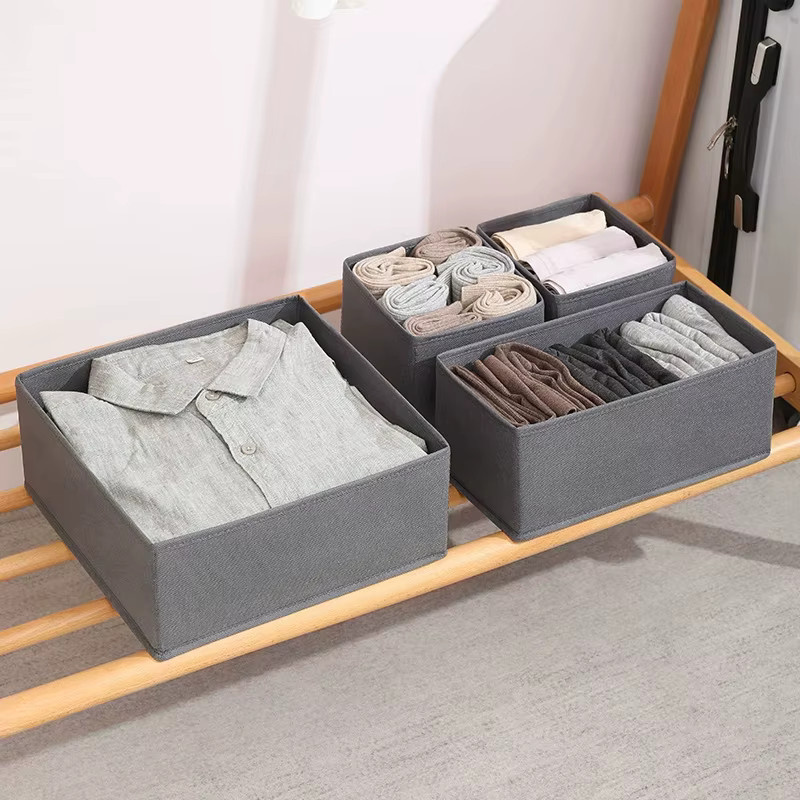 3-teiliges KindFuny Unterwäsche-Aufbewahrungsbox Set aus Stoff mit Trennern in Beige und Grau für Socken, Unterwäsche und Krawatten - Bild 6