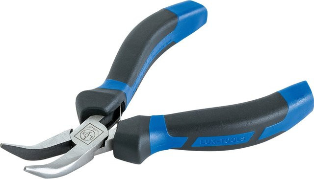 LUX-TOOLS Spitzzange gebogen aus Chrom-Vanadium in Blau mit Kunststoffgriffen, Länge: 120 mm - Bild 1