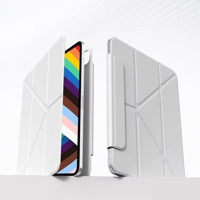 SZEGYCHX Magnetische Smart Cover Hülle für iPad Air 11 & 13 M2 2024, iPad Mini 7 A17 Pro sowie iPad Air 4 & 5 in Grau und Weiß - Bild 1