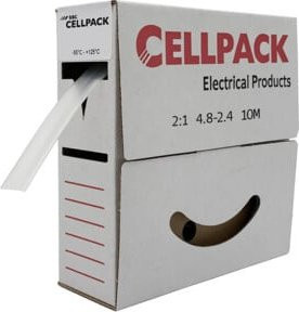 Cellpack Schrumpfschlauch in der Abrollbox, Farbe: Weiß, Länge: 10 m, Durchmesser: 4,8-2,4 mm - Bild 1
