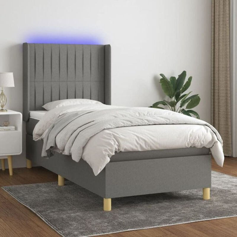 vidaxl Boxspringbett mit Matratze in Anthrazit Grau aus Stoff B/T/H: 200 x 80 x 118 cm - Bild 1