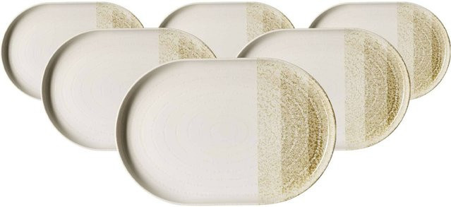 Ritzenhoff & Breker Trio Servierplatten aus Keramik, Beige, 6er Set, B: 30 cm, T: 20 cm - Bild 1