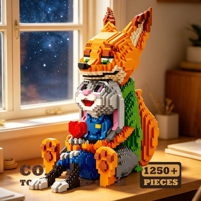 Enesco Tier-Polizei Hase Fuchs, Mini-Bausteine, Anime-Figur - Bild 1