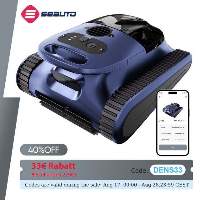 Seauto Crab Pro Roboter-Poolsauger in Blau für Wände und Böden bis 2000 Quadratfuß - Bild 1