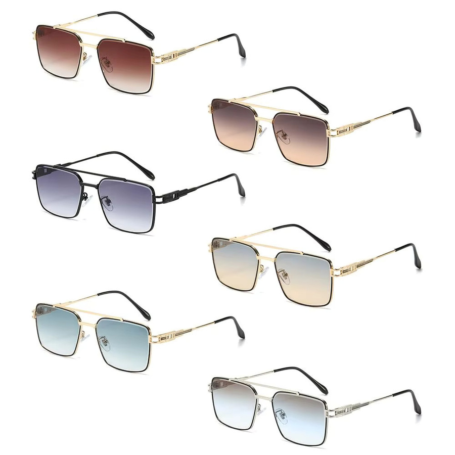 Doppelsteg-Sonnenbrille mit Cut-Edge, Metall, Square, Unisex - Bild 3