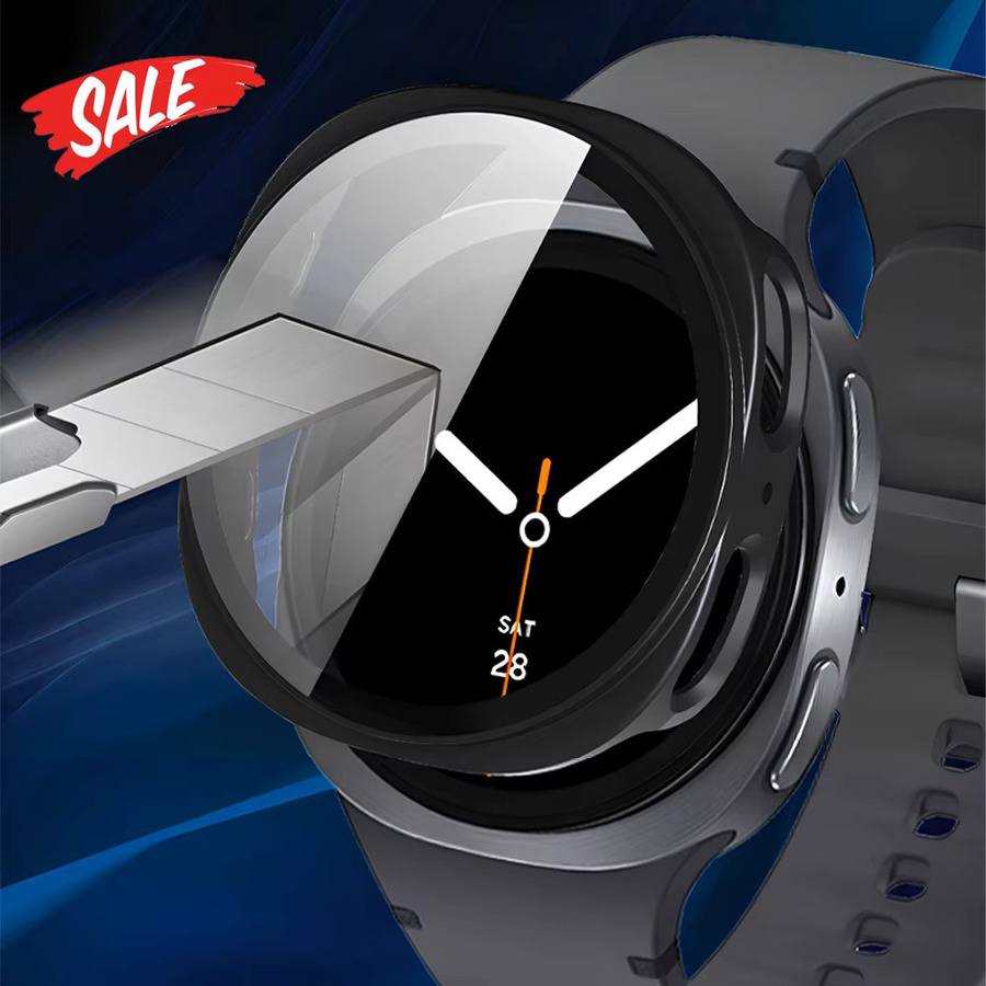 Schutzhülle für Samsung Galaxy Watch 8 (44 mm und 40 mm) mit gehärteter Glas-Displayschutzfolie und PC-Stoßstangenabdeckung in Schwarz und Transparent - Bild 2