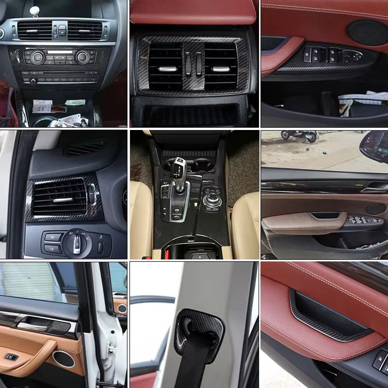 OWNTYCAR Carbon Faser Zubehör Set für BMW X3 X4 F25 F26 2011-2017, Interieur Dekorelemente für Mittelkonsole, Lenkrad und Tür in Schwarz - Bild 2