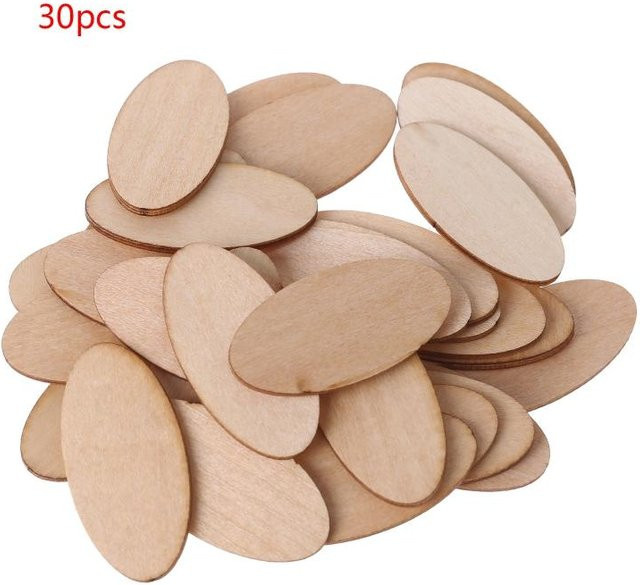 Ovale Holzscheiben aus Naturholz in Beige und Braun für DIY Scrapbooking und Kunsthandwerk-Projekte - Bild 1
