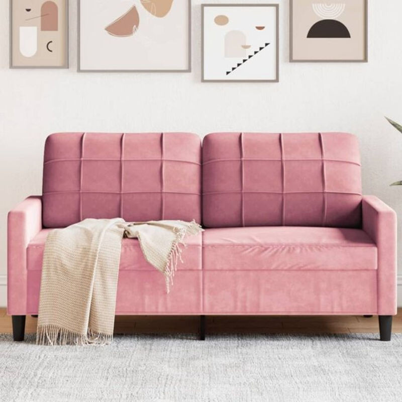 Vidaxl 2-Sitzer-Sofa aus Samt und Metall in Rosa, Modernes Design, Breite: 140 cm - Bild 1