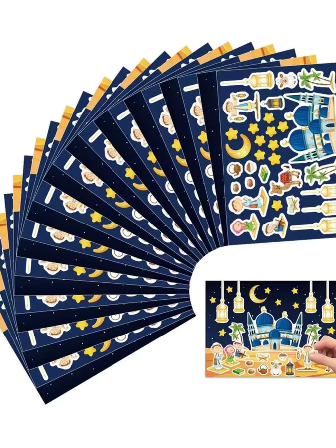ZQNYCY Eid Mubarak DIY Aufkleber für Kinder, Ramadan Kareem Wandaufkleber Set, Mehrfarbig - Bild 7