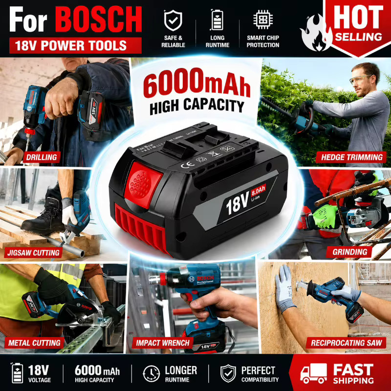 Bosch 18V Li-Ionen-Werkzeugakku 6,0Ah Schwarz - Bild 3