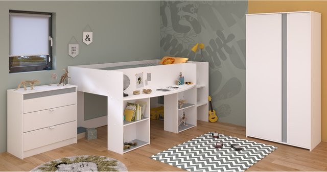 Parisot Kinderzimmer Set Pirouette 12, 3-teilig, Weiß, Hochglanz - Bild 1