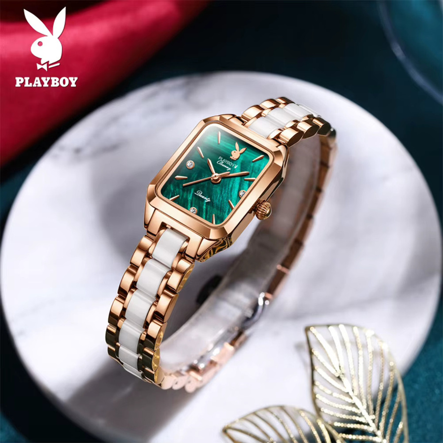 PLAYBOY Armbanduhr, Quarz, Keramik, Weiß, Damen, eckig - Bild 2