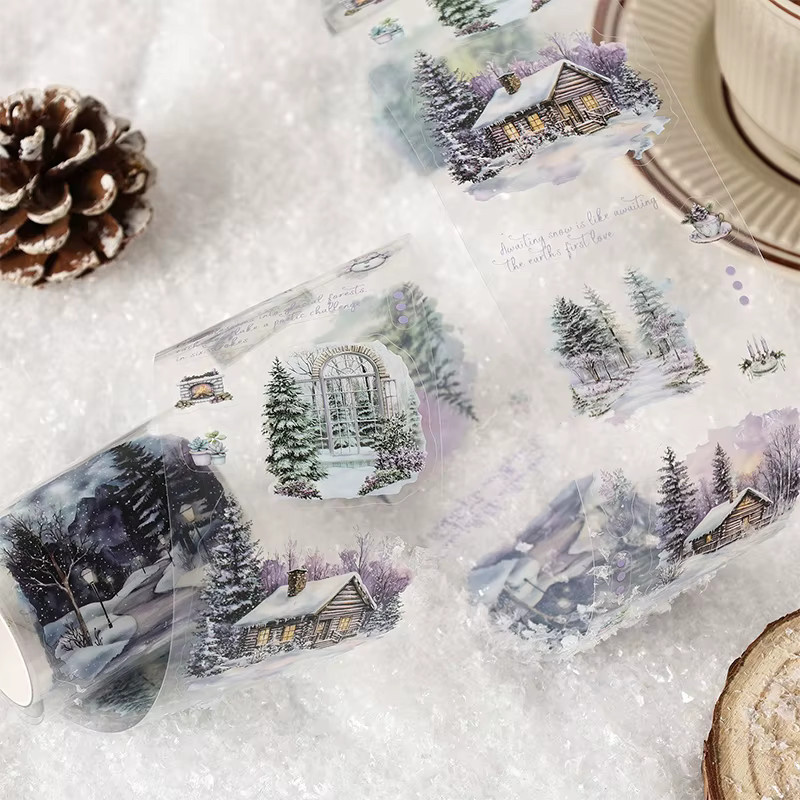 6Style Cloud Snow PET-Klebeband in Weiß und Multicolour, wasserdichte Washi-Tape Rolle für DIY Scrapbooking und Schneelandschaft-Dekoration, Länge: 200 cm - Bild 2