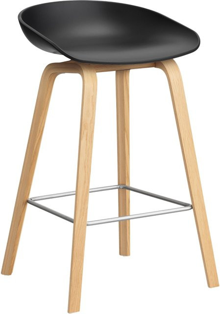 HAY About A Stool AAS 32 Hocker in Schwarz mit Eichenholz oder Walnussholz und Polypropylen - Bild 1