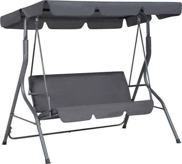 Beliani Gartenschaukel CHAPLIN in Dunkelgrau mit Sonnendach aus Polyester und pulverbeschichtetem Stahl, B/T/H: 118 x 174 x 147 cm - Bild 1