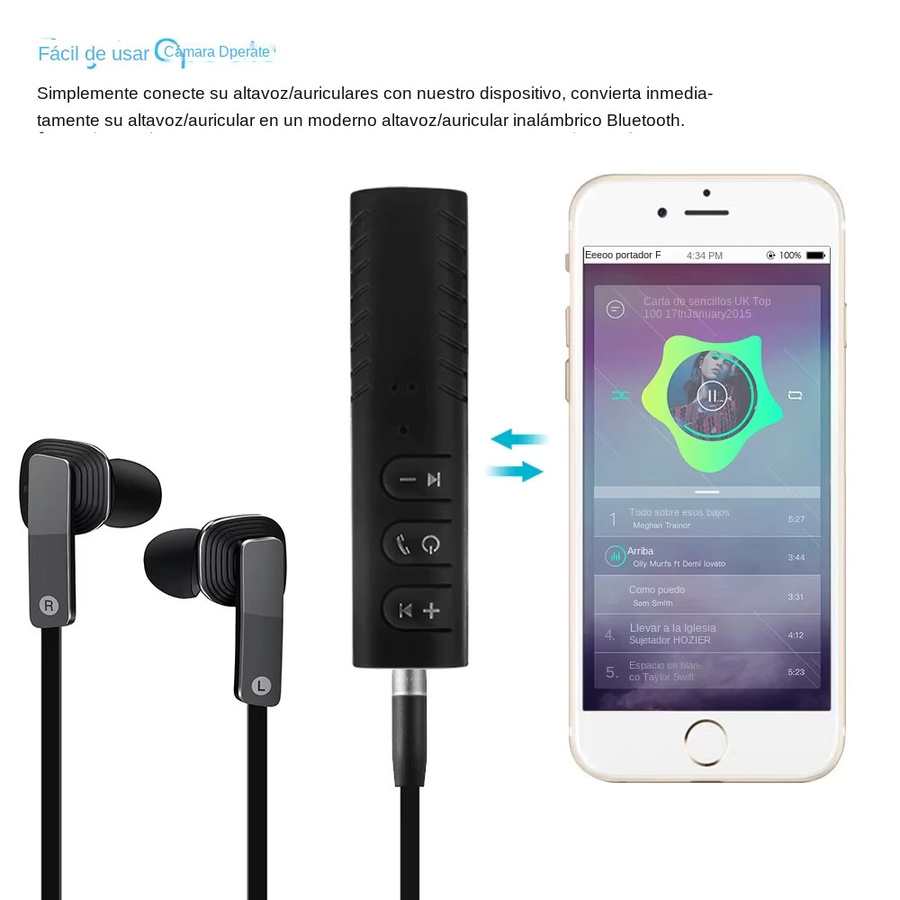 Mrgabwte Bluetooth 5.0 Empfänger und Sender Adapter in Schwarz mit 3,5 mm Klinkenanschluss für Auto, Musik und Kopfhörer inklusive Freisprecheinrichtung - Bild 2