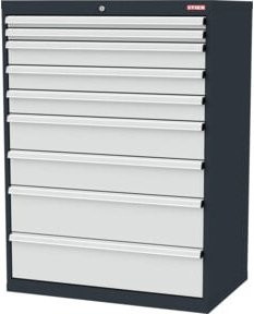 Stier Schubladenschrank mit 9 Schubladen in Grau, B/T/H: 90,0 x 57,5 x 122,0 cm - Bild 1