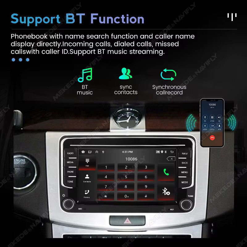 MEKEDE Android 15 Autoradio mit IPS-Bildschirm und GPS für Volkswagen Skoda Octavia Golf 5 6 Touran Passat B6 Polo Jetta in Schwarz mit Carplay Multimedia-Einheit - Bild 3