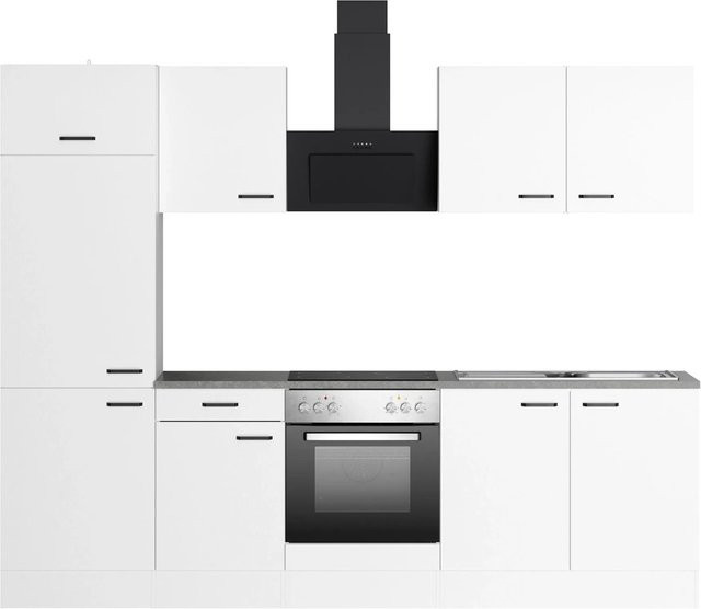 OPTIFIT Küchenzeile Bonn214 in Weiß, moderne Einbauküche aus melaminbeschichteter Qualitätsspanplatte, B/T/H: 270 x 60 x 210 cm - Bild 1