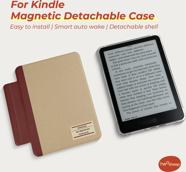 Twosheep Magnetische Schutzhülle für Kindle 11, Paperwhite 12, 11, 10 und 7 mit transparentem Rücken und Auto Wake Sleep Funktion - Bild 1