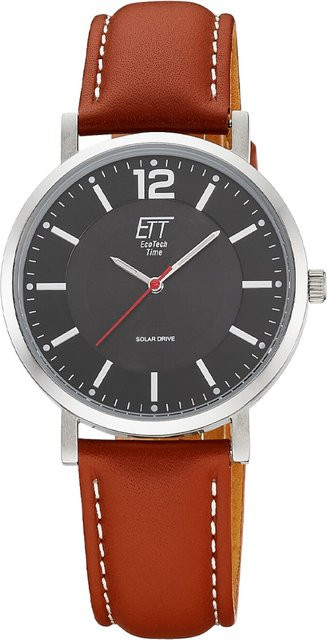 ETT Eco Tech Time Herrenuhr, Solar, Edelstahl, 40 mm, Leder, Schwarz - Bild 1