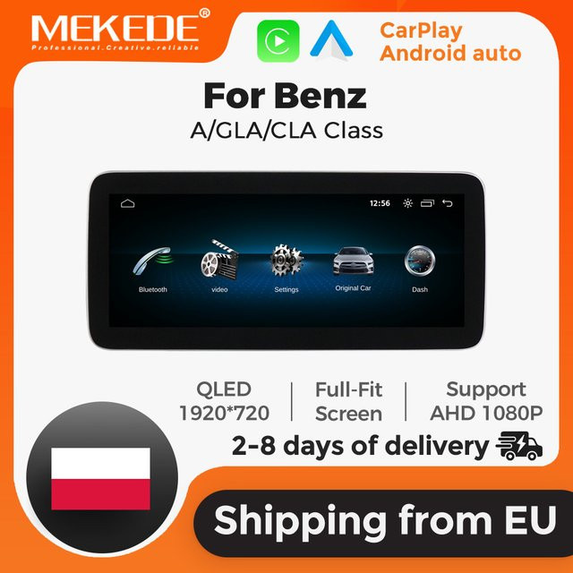 MEKEDE Linux Auto-Multimedia-Player mit kabellosem CarPlay und Android Auto für Mercedes Benz A-Klasse GLA CLA W176 C177 X156 W463 NTG4.5 5.0, GPS und Mirror Link, Schwarz - Bild 1