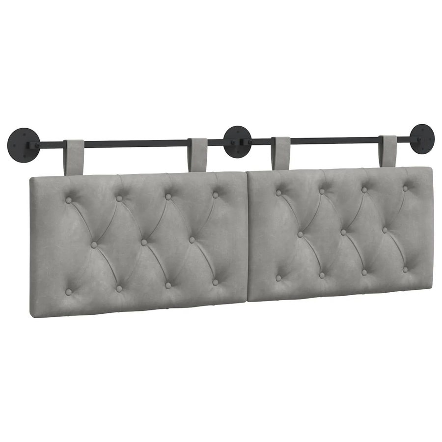 vidaXL Wandmontiertes Polsterpaneel aus Samt in Hellgrau, B/H/T: 130 x 55 x 7 cm - Bild 2