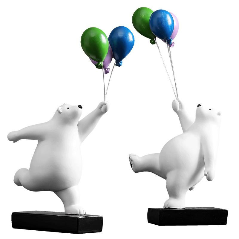 Yiran Furniture Nordische Surfen Ballon Bär Dekoration aus Harz und Kunststoff für Wohnzimmer und Kinderzimmer - Bild 2