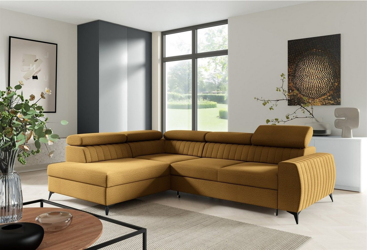 Fun Möbel Ecksofa Parker Stoff Element mit Schlaffunktion und einstellbaren Kopfstützen - Bild 1