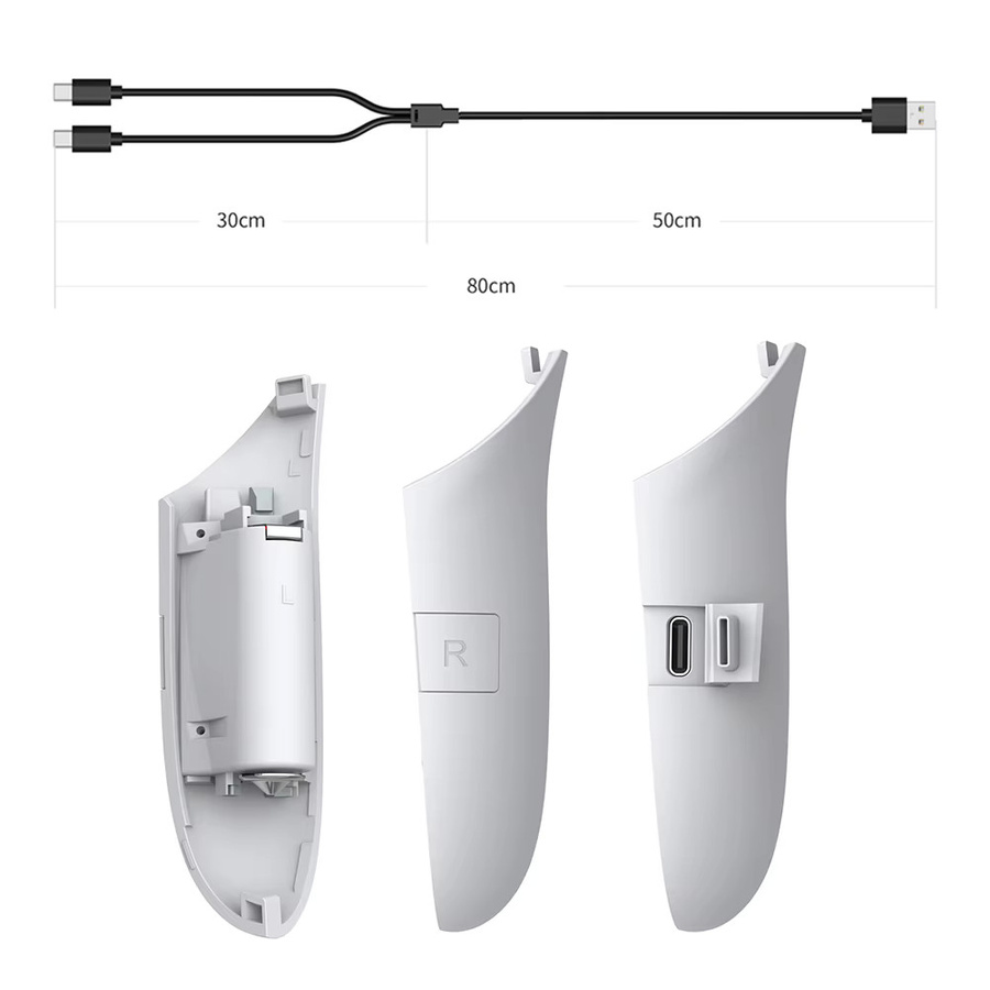 ATUOTIN TY-5807 VR-Controller Akkupack für Meta Quest 3S und Meta Quest 3, Li-Ion Ladegriffe für rechte und linke Controller, Weiß - Bild 3